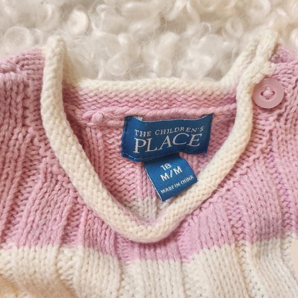 BNWT The Children's Place Cute Pink and White Striped Sweater Bsby 18 Months - Picture 6 of 7